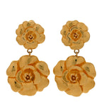 Camellia CC Clip On Drop Earrings Gold