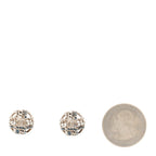 Crystal Pearl CC Round Earrings Silver Blue
