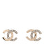 Metal Crystal CC Earrings Gold