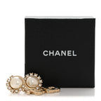 Metal Crystal Pearl CC Feather Earrings Gold