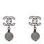 Ruthenium Pearl Crystal Baguette CC Drop Earrings Silver Grey