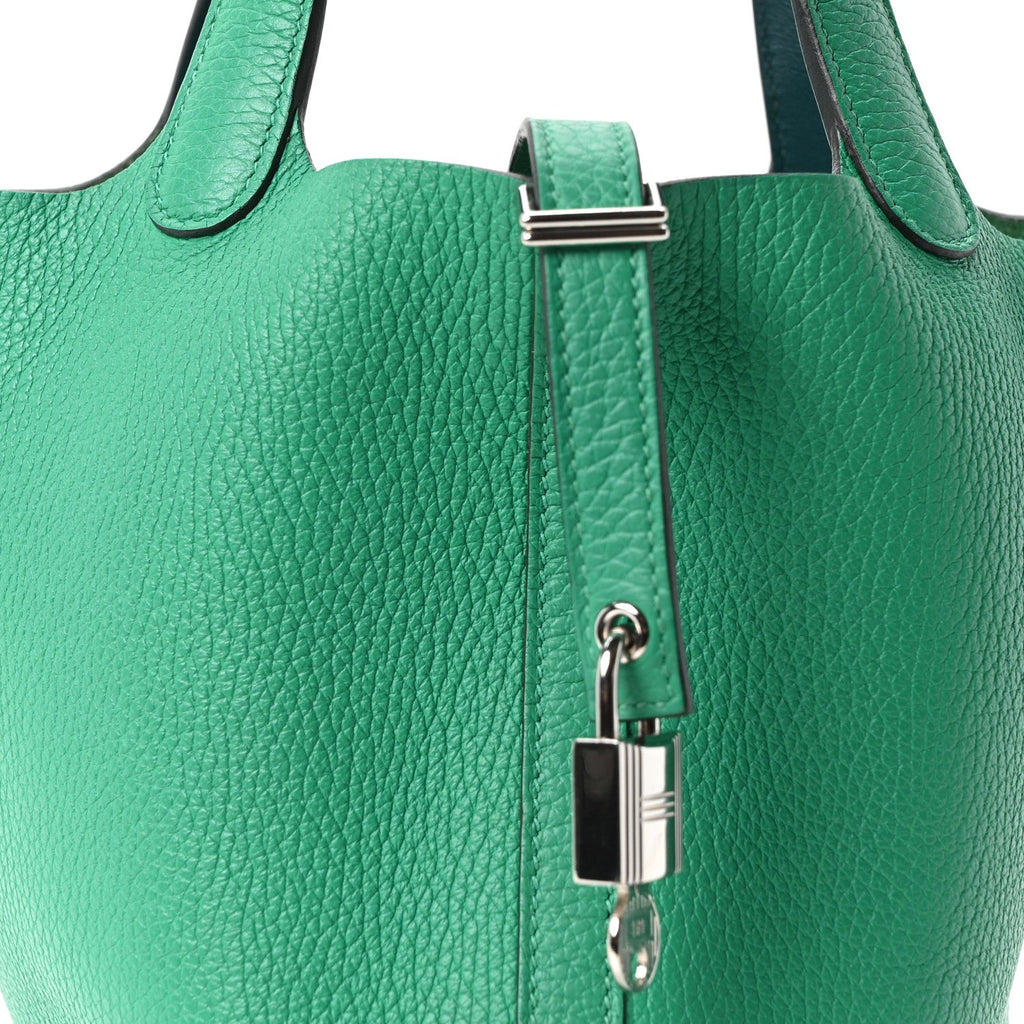 Taurillon Clemence Swift Eclat Picotin Lock 18 MM Menthe Vert Bosphore
