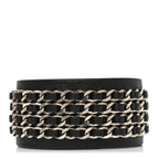 Lambskin CC Chain Turnlock Bracelet L Black