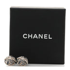 Crystal Pearl CC Round Earrings Silver Blue