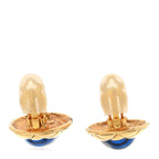 Gripoix Quilted Clip On Earrings Gold Blue