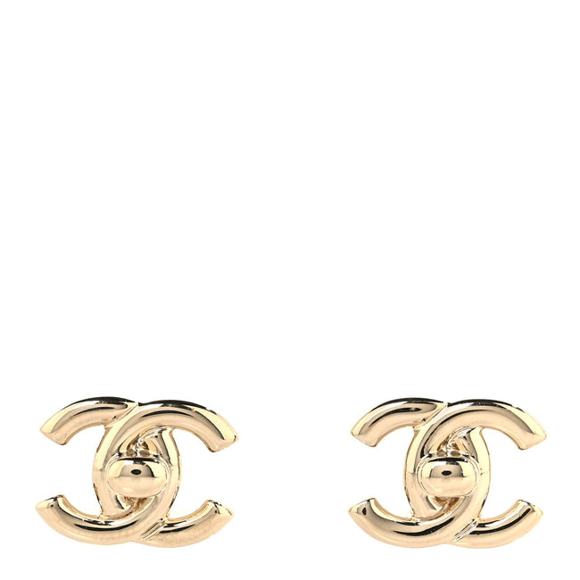 Metal CC Turnlock Earrings Gold Hover Image