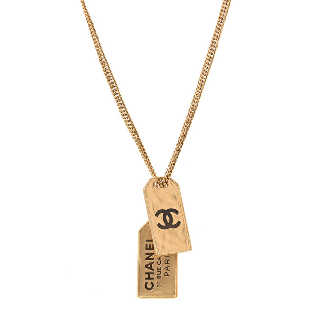 ID Dog Tag Charm Necklace Gold Hover Image
