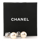 Crystal Pearl CC Drop Earrings Silver Pearly White