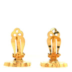 Metal Crystal Clover Clip On Earrings Gold