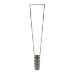 Metal Resin Lambskin Crystal Lipstick Case Long Necklace On Chain Silver Black Gold