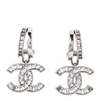 Crystal CC Drop Earrings Silver