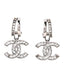 Crystal CC Drop Earrings Silver