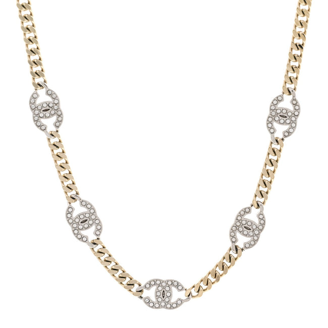 Crystal Chain CC Link Choker Gold Silver Hover Image
