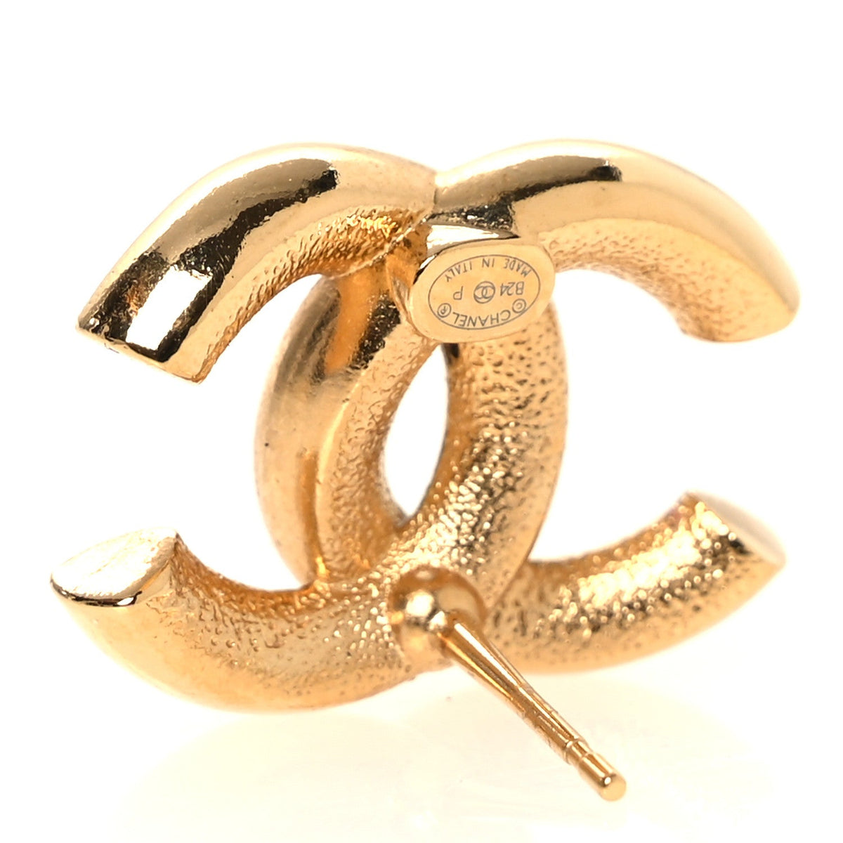 Enamel CC Logo Earrings Gold Black White
