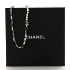 Pearl Baguette Crystal CC Choker Necklace Silver Black