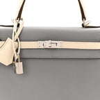 Epsom Bi-Color Horseshoe Kelly Sellier 25 Gris Mouette Craie