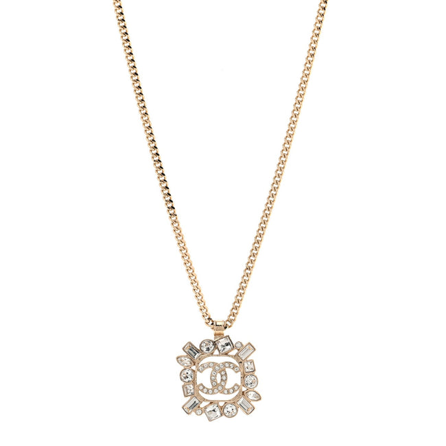Crystal Baguette CC Necklace Gold Hover Image