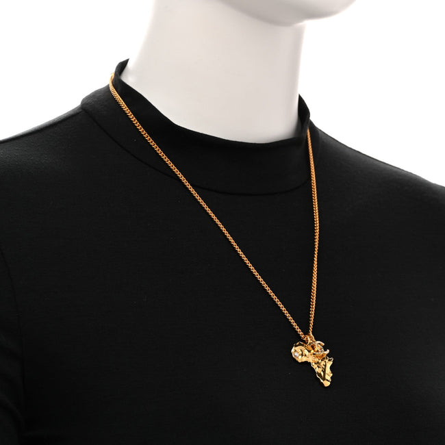 Crystal Pearl CC Africa Pendant Necklace Gold White Main Image
