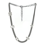 Crystal CC Lucky Symbols Choker Necklace Silver