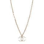 Crystal Pearl Nefertiti CC Pendant Necklace Gold