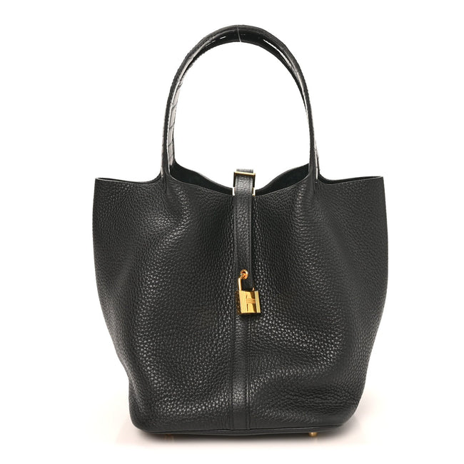 Taurillon Clemence Matte Alligator Picotin Lock Touch 22 MM Black Hover Image