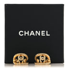 Crystal Strass CC Double Hoop Earrings Gold