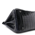Shiny Porosus Crocodile Birkin 30 Bleu Marine
