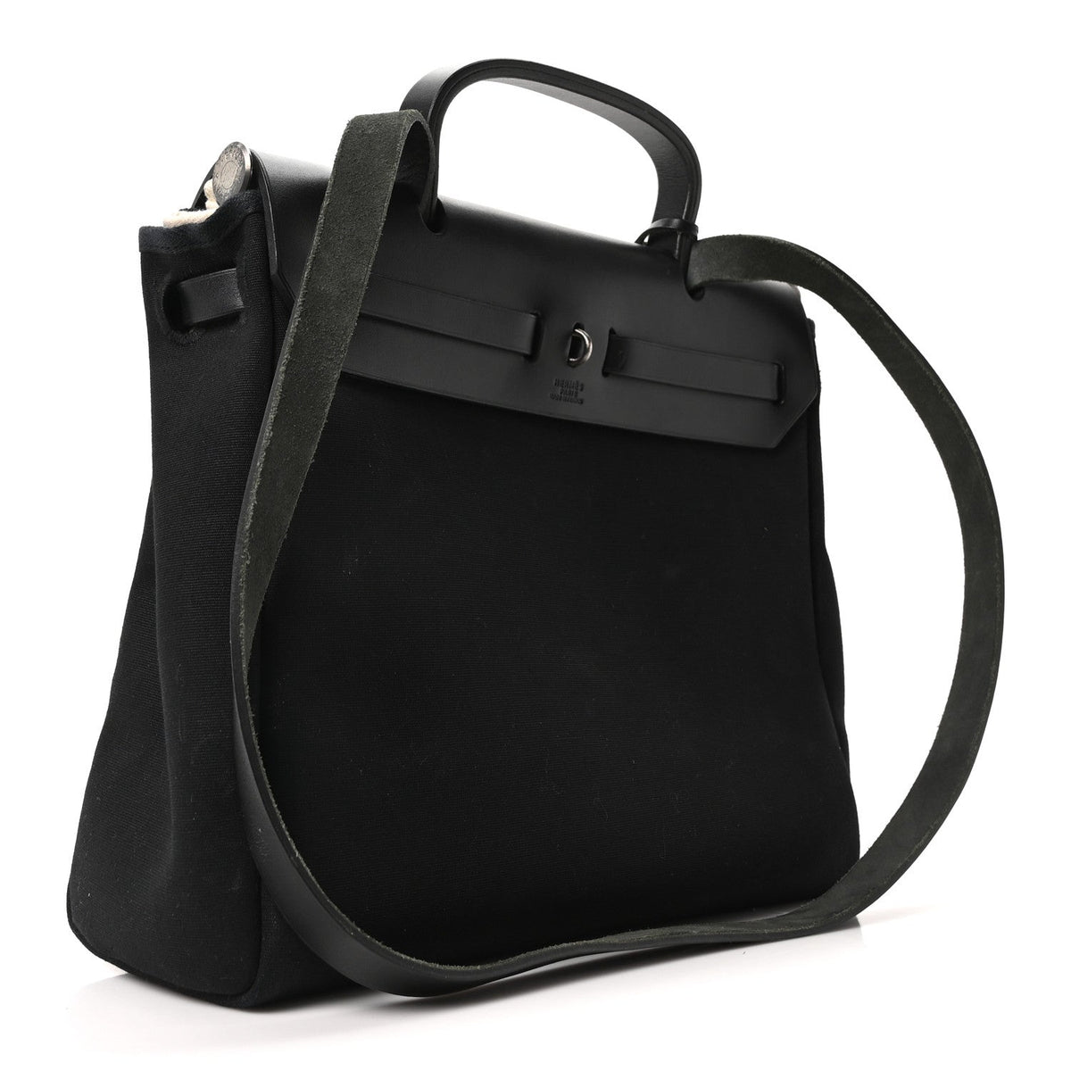 Toile Vache Calfskin Herbag 30 PM Ficelle Black