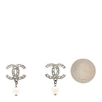 Ruthenium Crystal Pearl CC Drop Earrings
