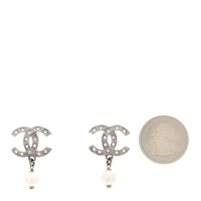 Ruthenium Crystal Pearl CC Drop Earrings Main Image