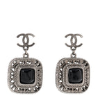 Metal Resin CC Drop Earrings Ruthenium Black