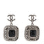 Metal Resin CC Drop Earrings Ruthenium Black