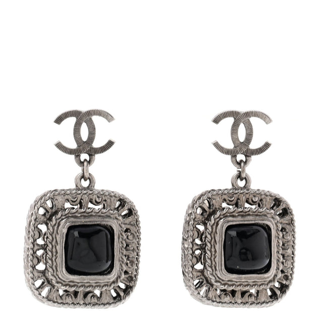 Metal Resin CC Drop Earrings Ruthenium Black Hover Image
