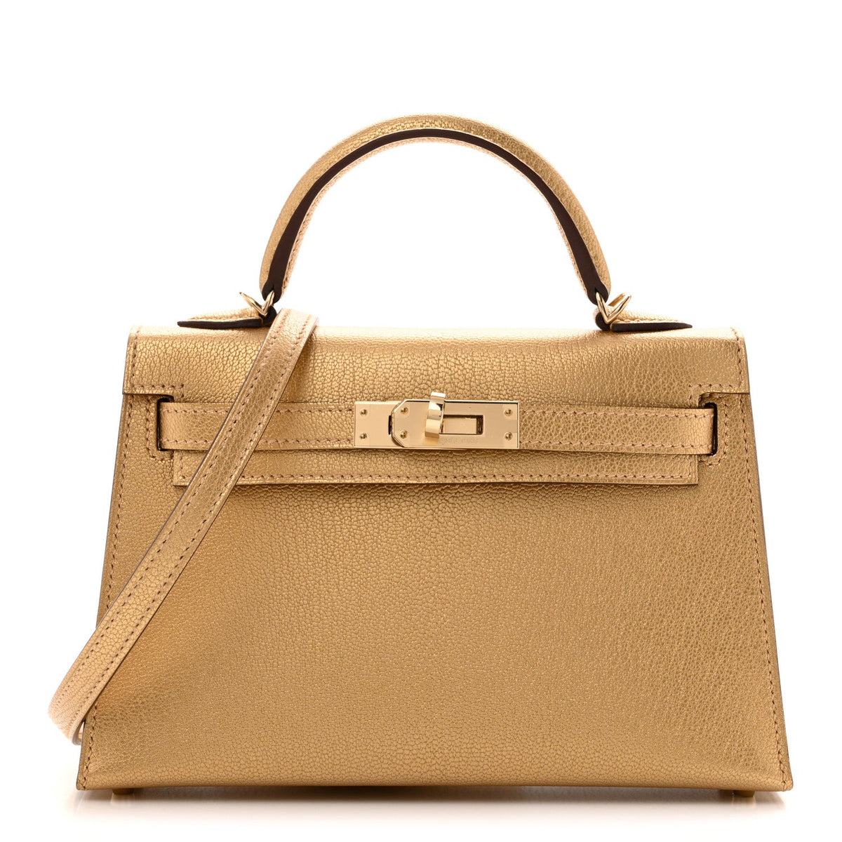 Metallic Chevre Chamkilight Mini Kelly Sellier 20 Dore