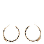 Crystal Lambskin CC Double Chain Hoop Earrings Gold Black