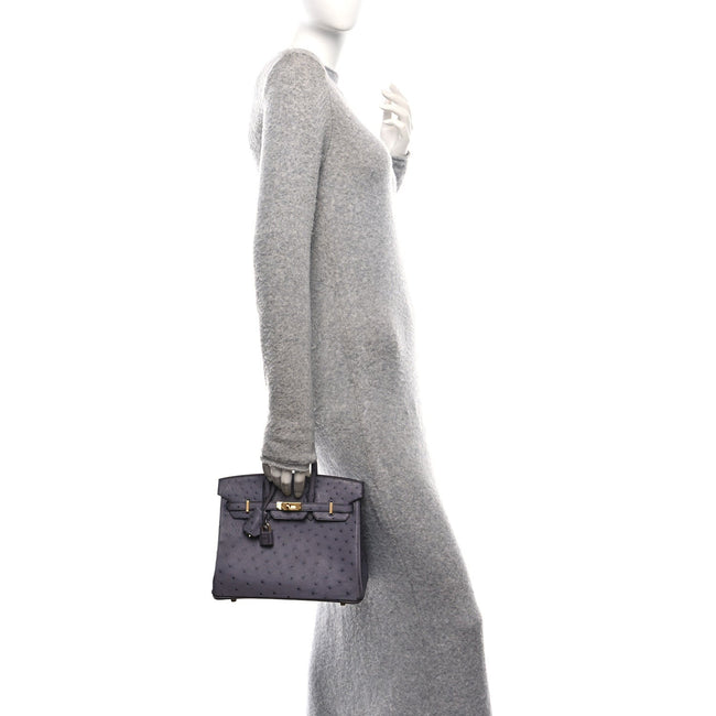 Ostrich Birkin 25 Gris Agate Main Image