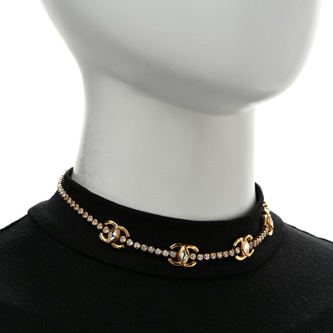 Metal Crystal CC Marquise Choker Gold Main Image