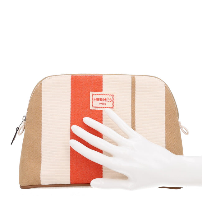 Cotton Stripe Bolide Rayures Rocabar Medium Travel Cosmetic Pouch Feu Naturel Main Image