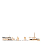 Metal Enamel Cha-Nel Logo Drop Earrings Black White