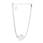 Metal Crystal CC Choker Necklace Silver