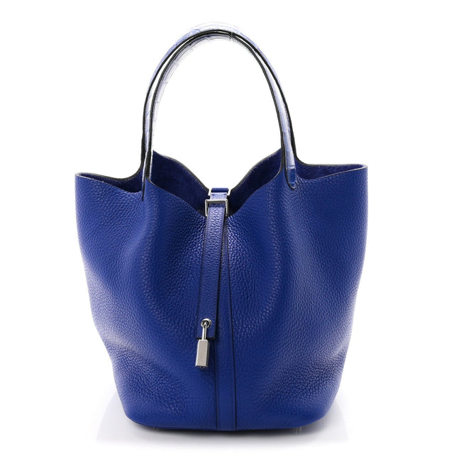 Taurillon Clemence Matte Alligator Picotin Lock Touch 22 MM Bleu Electrique Hover Image
