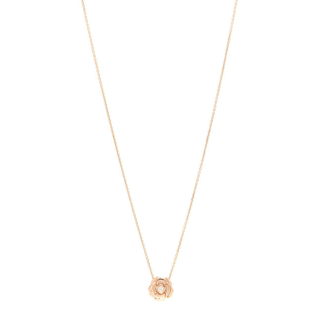 18K Rose Gold Diamond Extrait de Camélia Pendant Necklace Hover Image