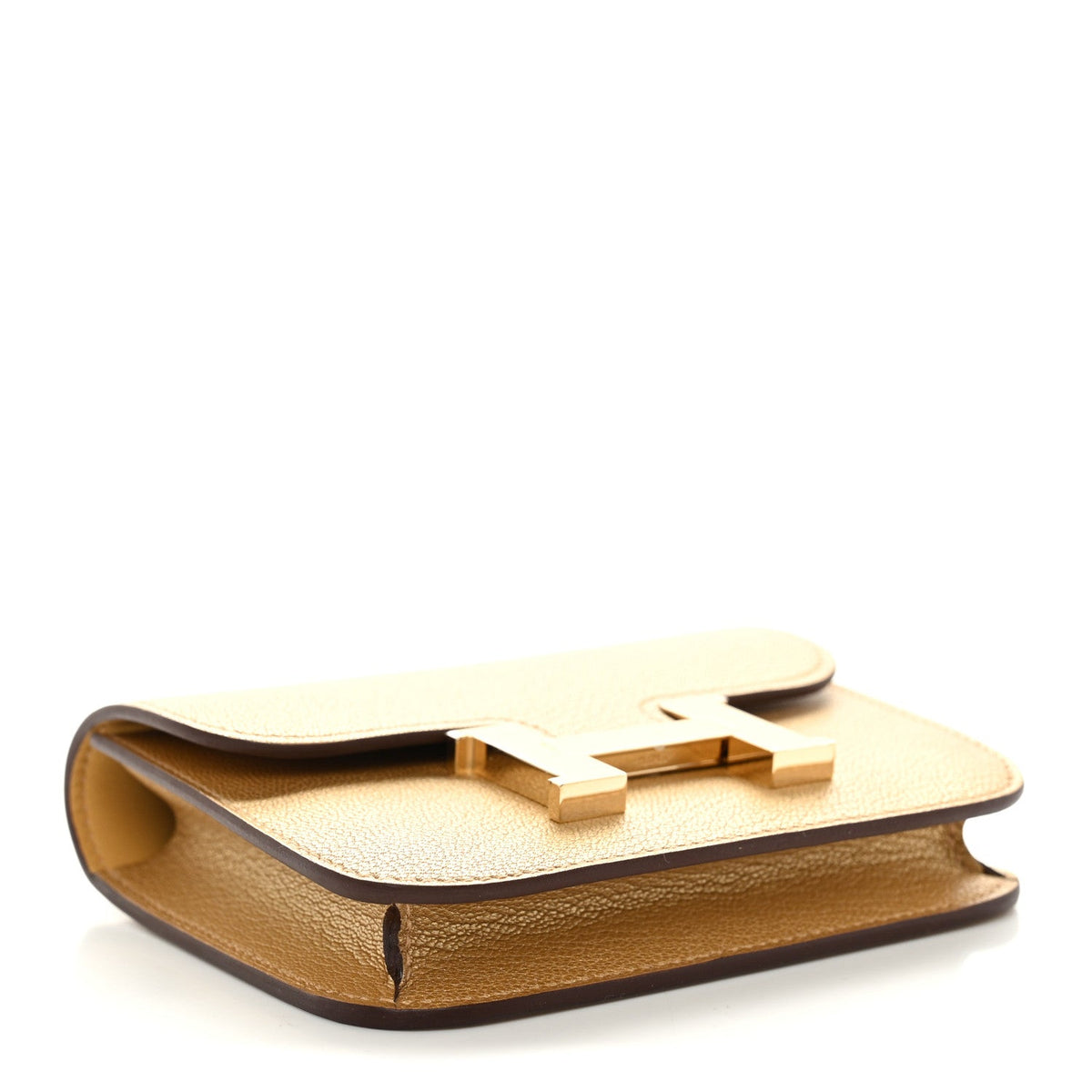 Metallic Chevre Chamkilight Constance Slim Wallet Dore