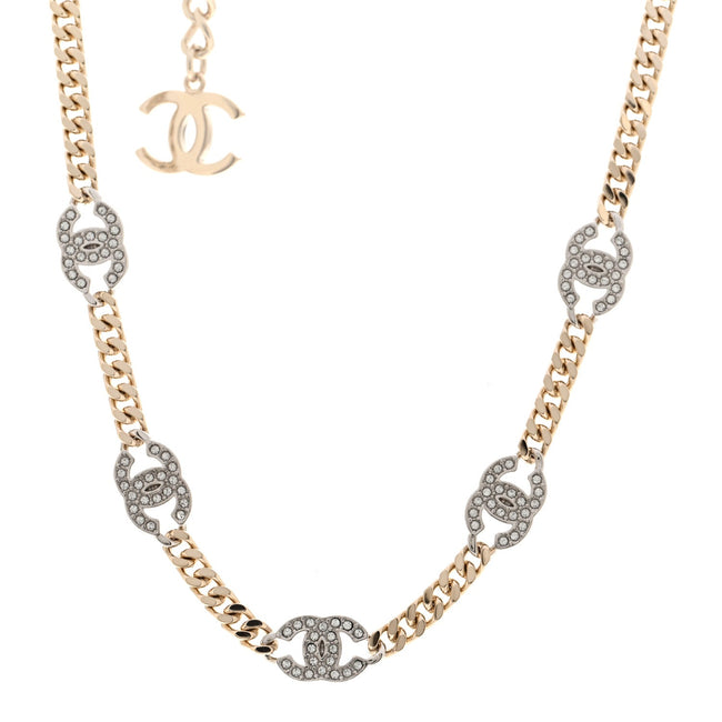 Crystal Chain Link CC Choker Gold Silver Hover Image