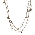 Pearl Enamel CC Camellia Long Necklace Gold Beige Pink