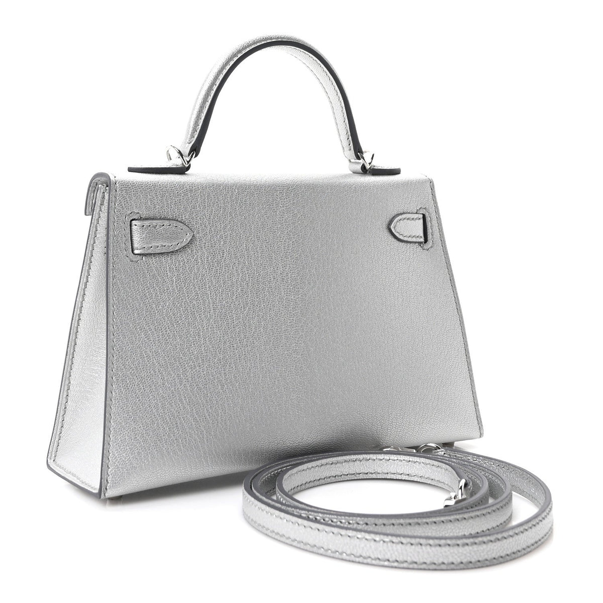 Metallic Chevre Chamkilight Mini Kelly Sellier 20 Argent