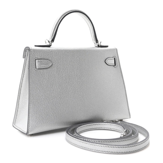 Metallic Chevre Chamkilight Mini Kelly Sellier 20 Argent Main Image