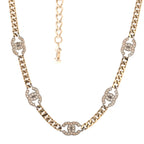 Crystal Chain CC Necklace Gold Silver