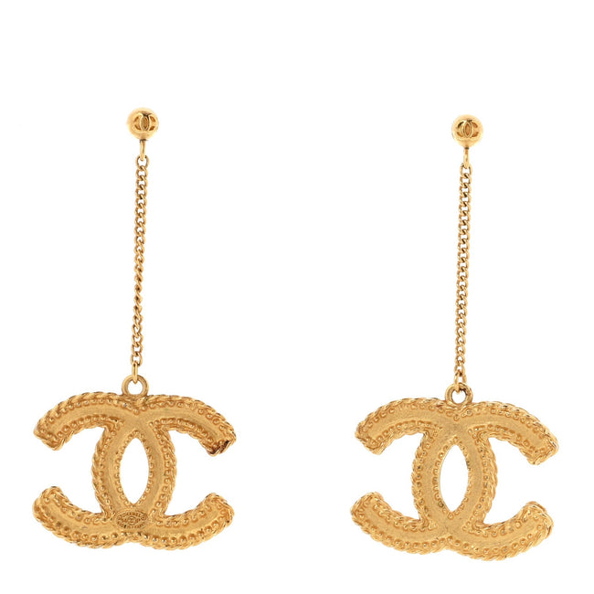 CC Drop Earrings Matte Gold Hover Image