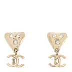 Crystal CC Drop Earrings Gold